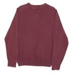 TOMMY HILFIGER Mens Maroon & Grey Patterned Jumper Crew Neck Basic Knit L Cotton