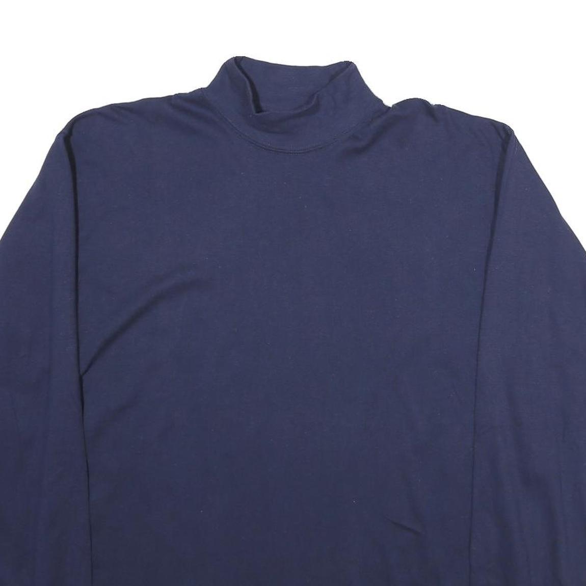 RUSSELL ATHLETIC Mens Blue Long Sleeve High Neck Cotton T-Shirt M