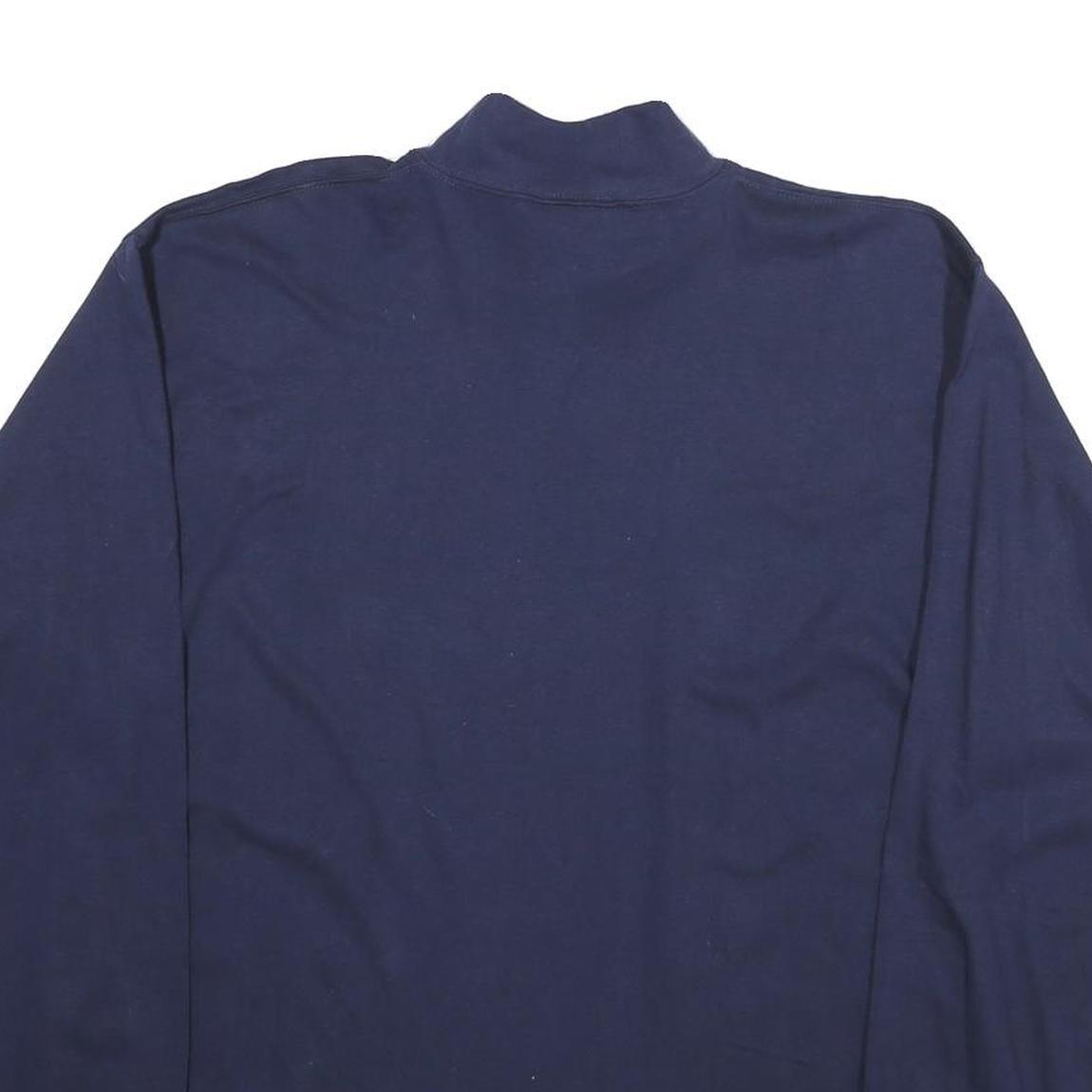 RUSSELL ATHLETIC Mens Blue Long Sleeve High Neck Cotton T-Shirt M