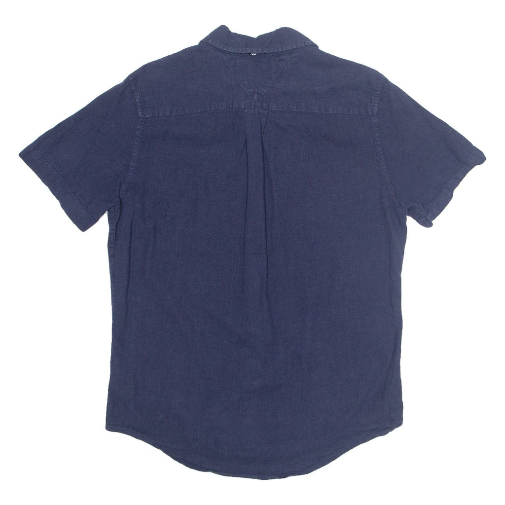 TOMMY HILFIGER Mens Plain Shirt Blue Linen S