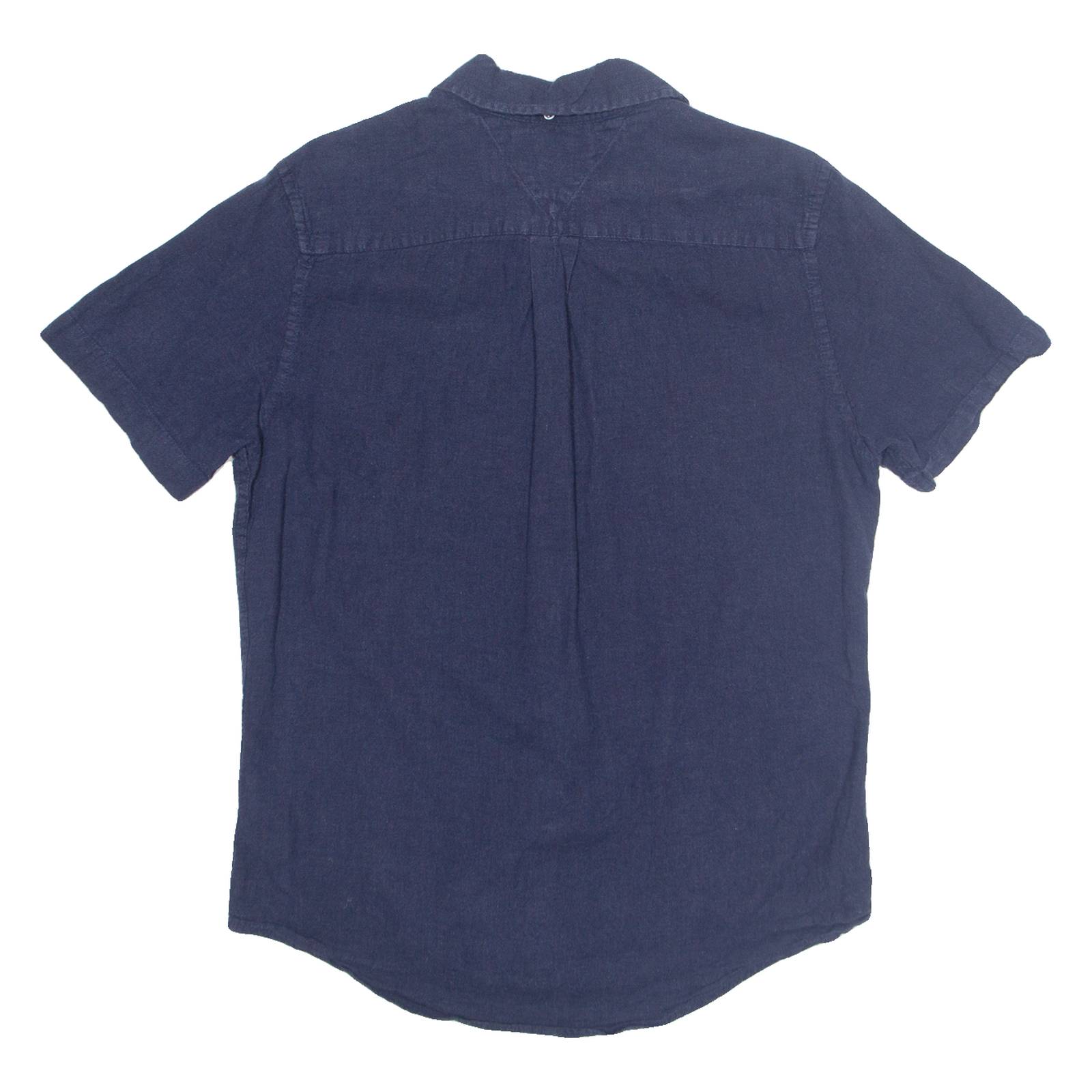 TOMMY HILFIGER Mens Plain Shirt Blue Linen S