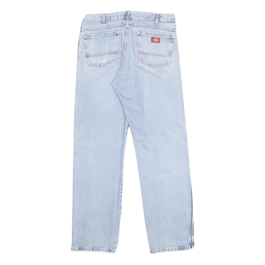 DICKIES Mens Blue Regular Straight Denim Light Cotton Jeans W32 L32 Classic Zip