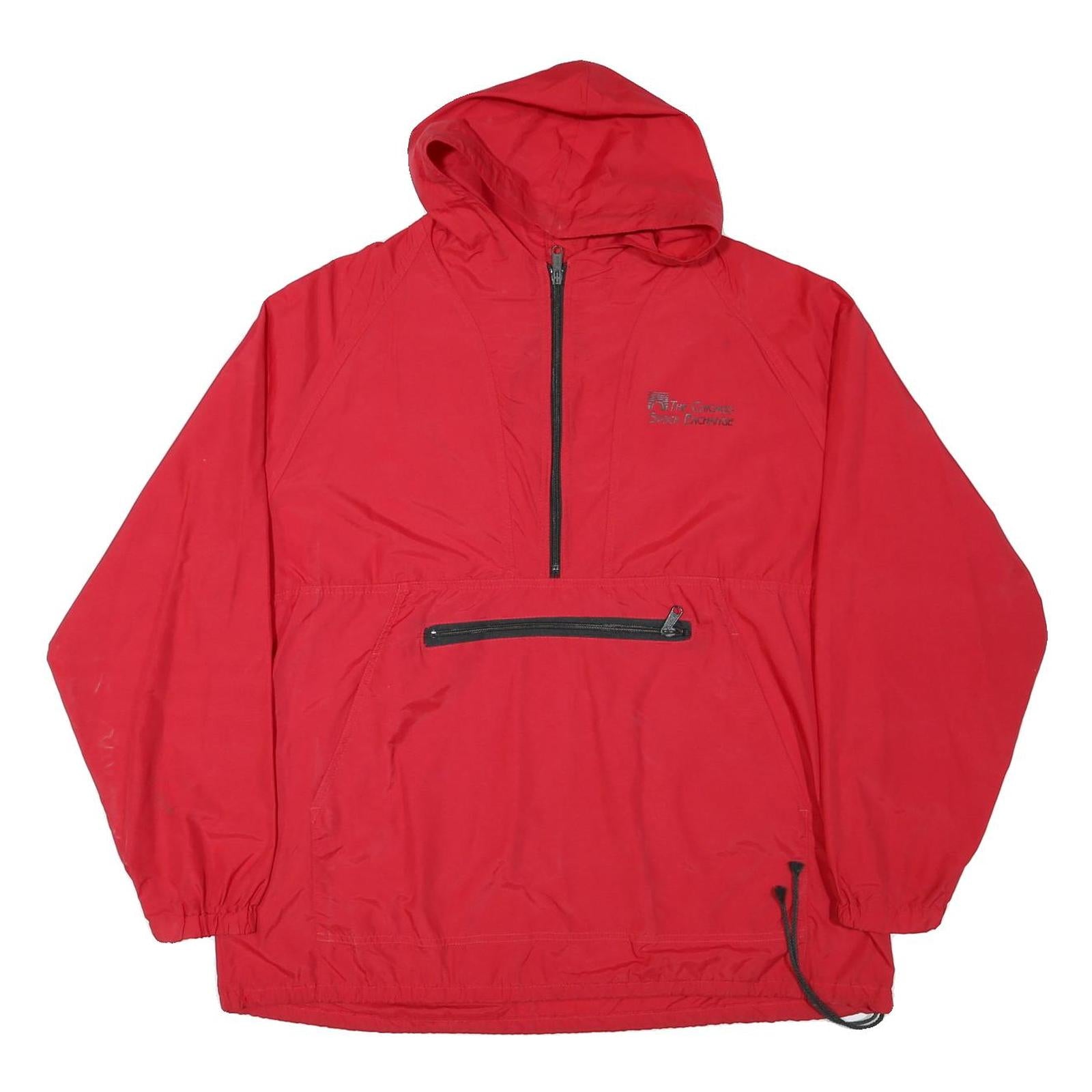SPORTSMASTER Mens Red Hooded Zip Jacket L Polyester Blend Plain Lightweight