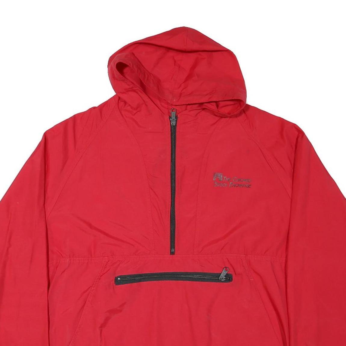 SPORTSMASTER Mens Red Hooded Zip Jacket L Polyester Blend Plain Lightweight