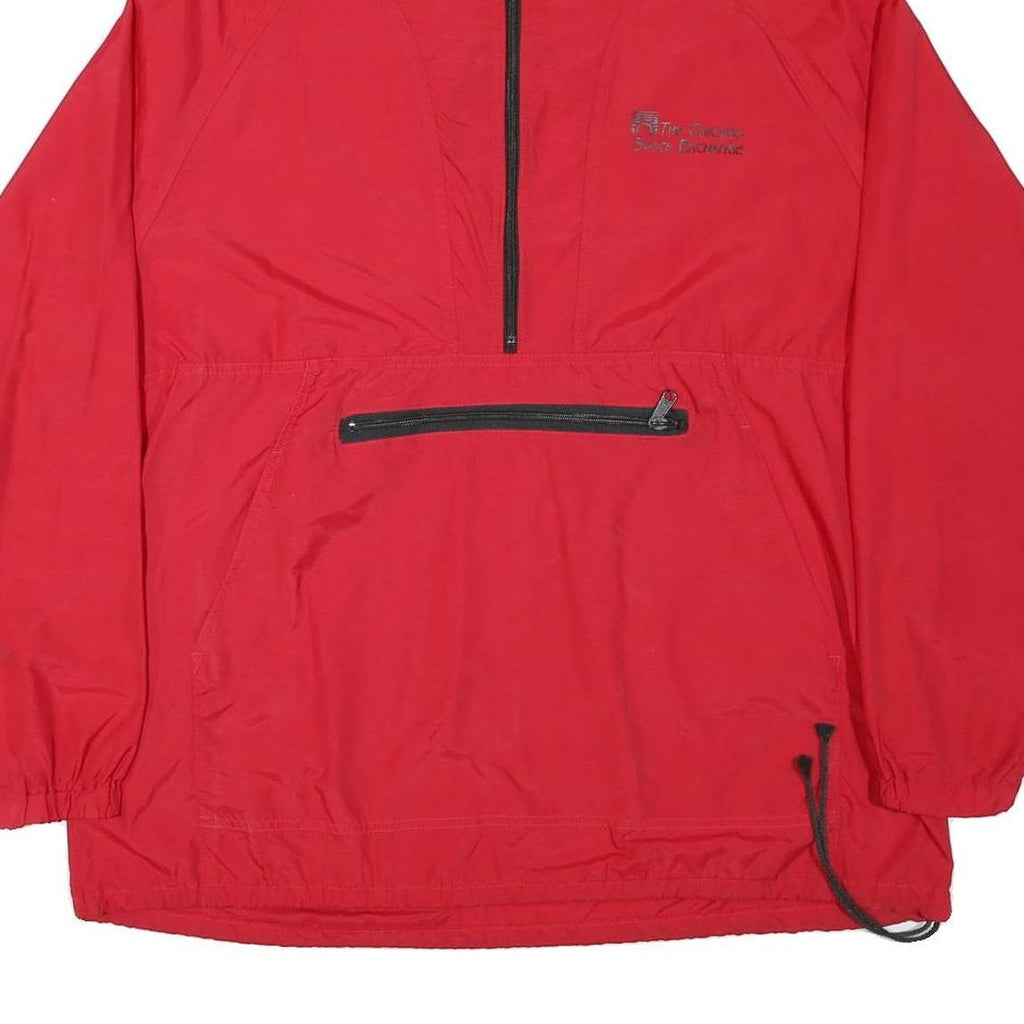 SPORTSMASTER Mens Red Hooded Zip Jacket L Polyester Blend Plain Lightweight