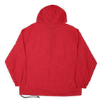 SPORTSMASTER Mens Red Hooded Zip Jacket L Polyester Blend Plain Lightweight