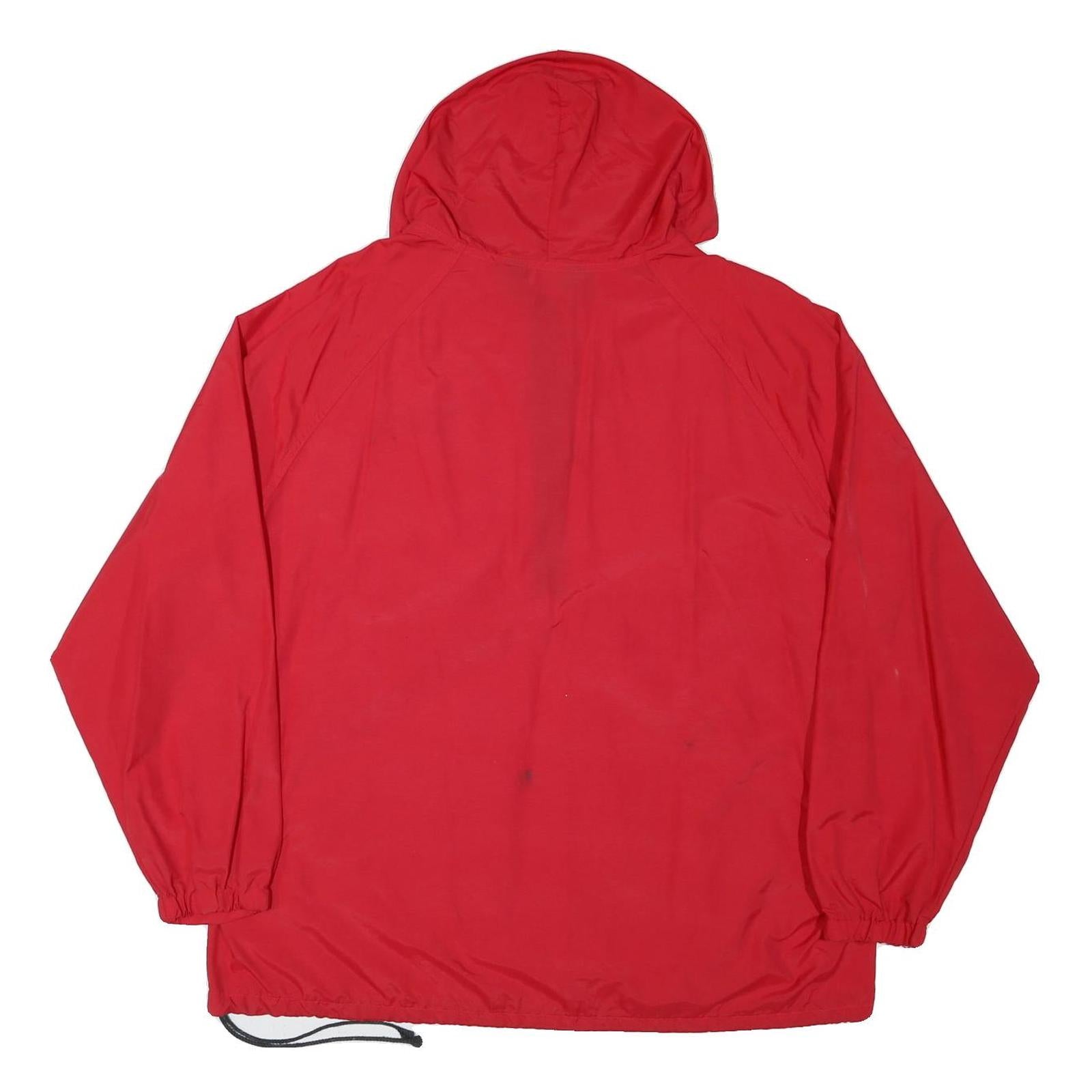 SPORTSMASTER Mens Red Hooded Zip Jacket L Polyester Blend Plain Lightweight