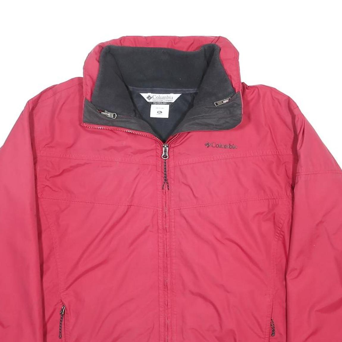 COLUMBIA Womens Red Nylon Jacket XL Zip Outdoor Plain Lightweight Waterproof