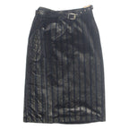 Belted Womens Straight Skirt Gold Midi Striped M