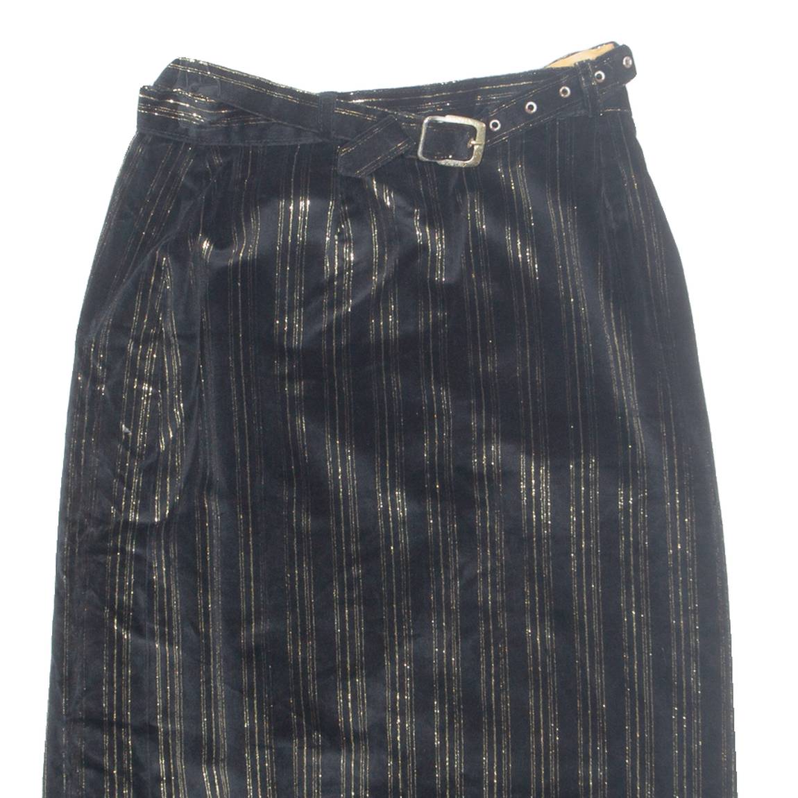 Belted Womens Straight Skirt Gold Midi Striped M