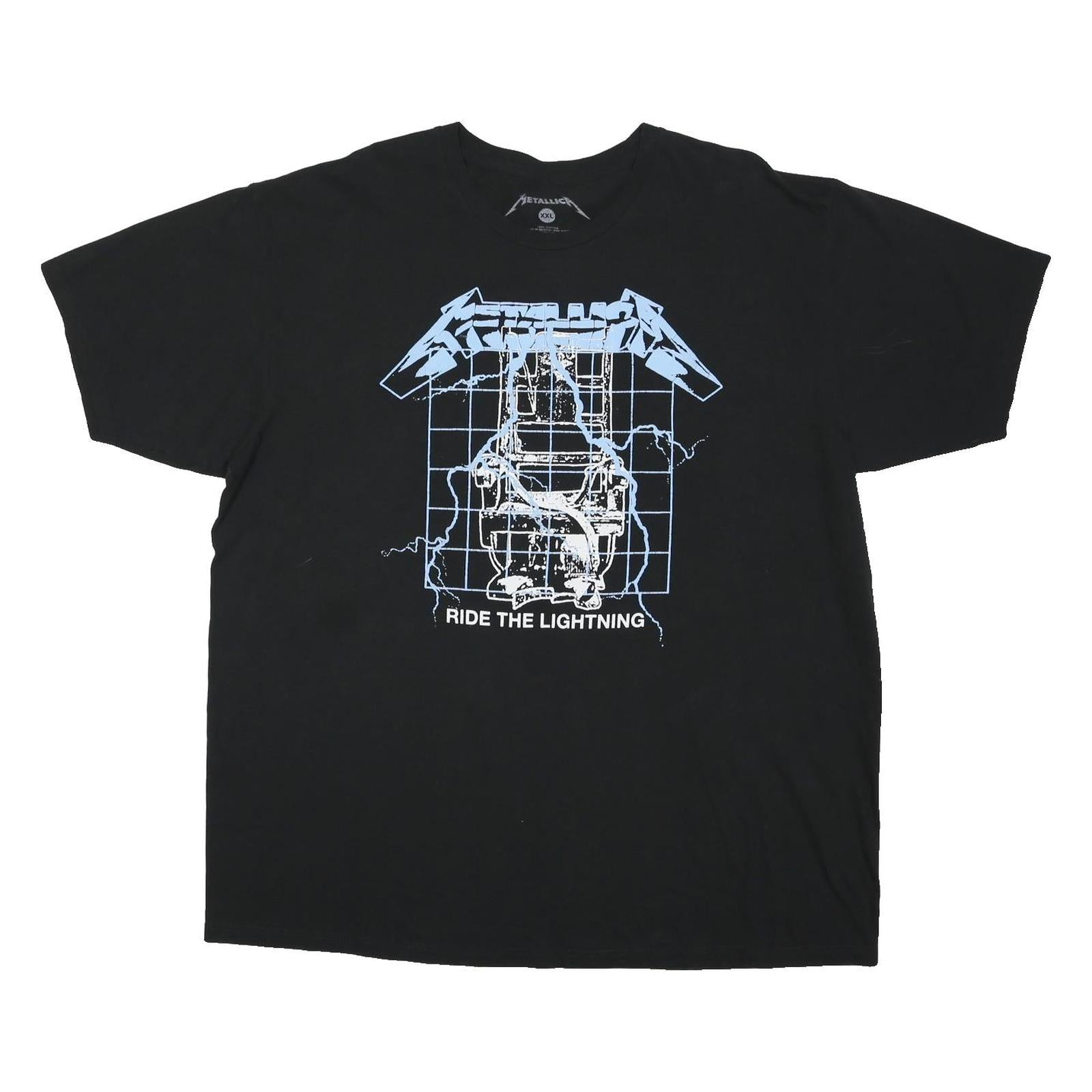 METALICA Mens Black Ride The Lightning Graphic T-Shirt 2XL Short Sleeve Crew