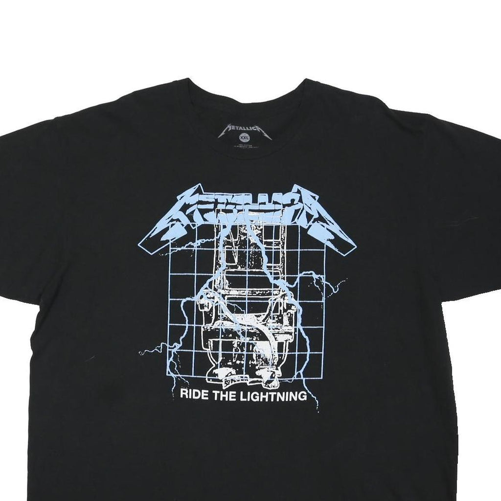 METALICA Mens Black Ride The Lightning Graphic T-Shirt 2XL Short Sleeve Crew