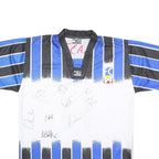 MARKA SPORT Mens Blue & Black FC W3 Graphic T-Shirt L Short Sleeve V-Neck