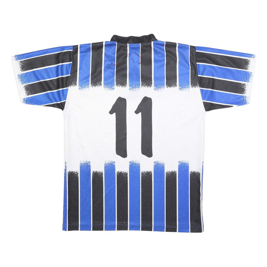 MARKA SPORT Mens Blue & Black FC W3 Graphic T-Shirt L Short Sleeve V-Neck