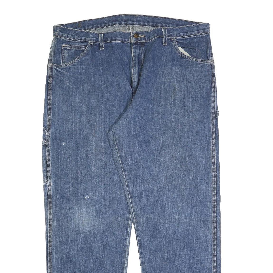 DICKIES Mens Jeans Blue Regular Straight Denim Medium W40 L32 Workwear Durable