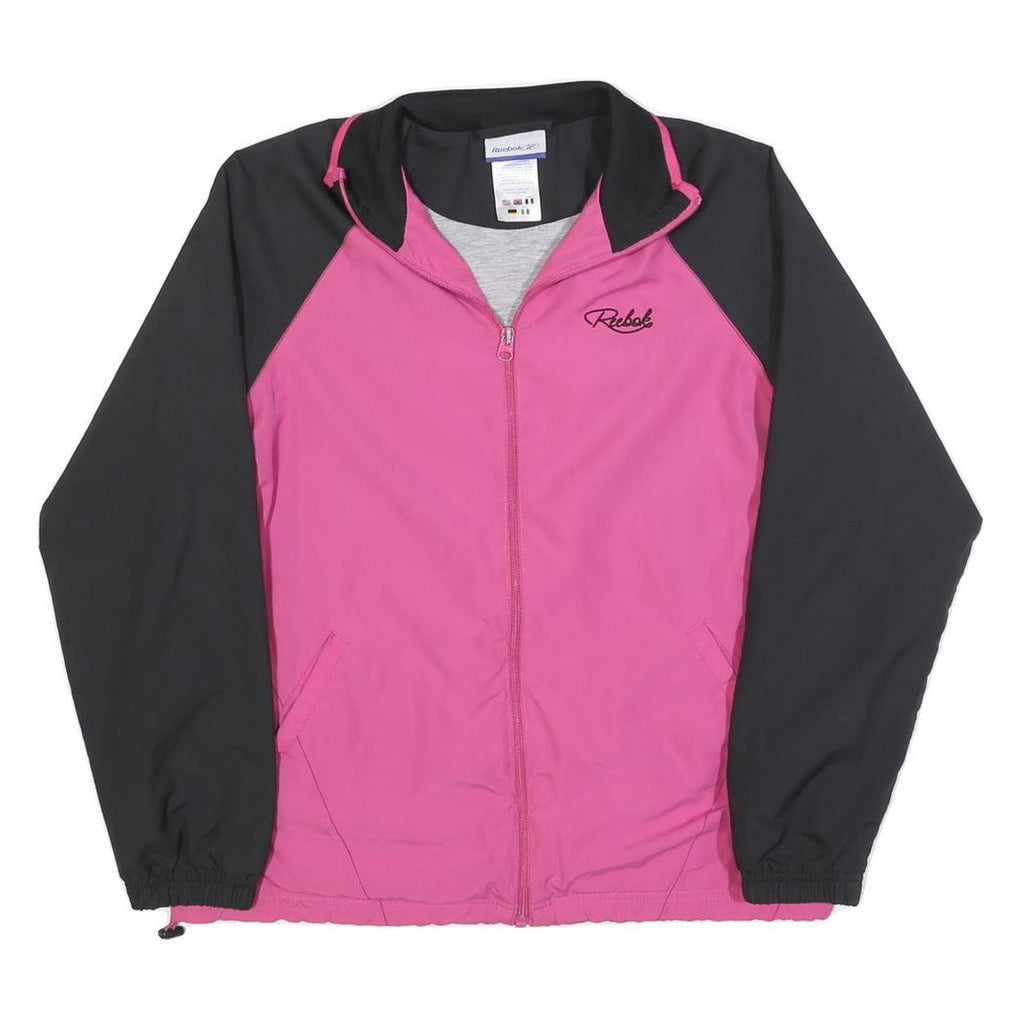 REEBOK Womens Pink & Black Jacket Polyester Blend Zip UK 10 Casual Sportswear