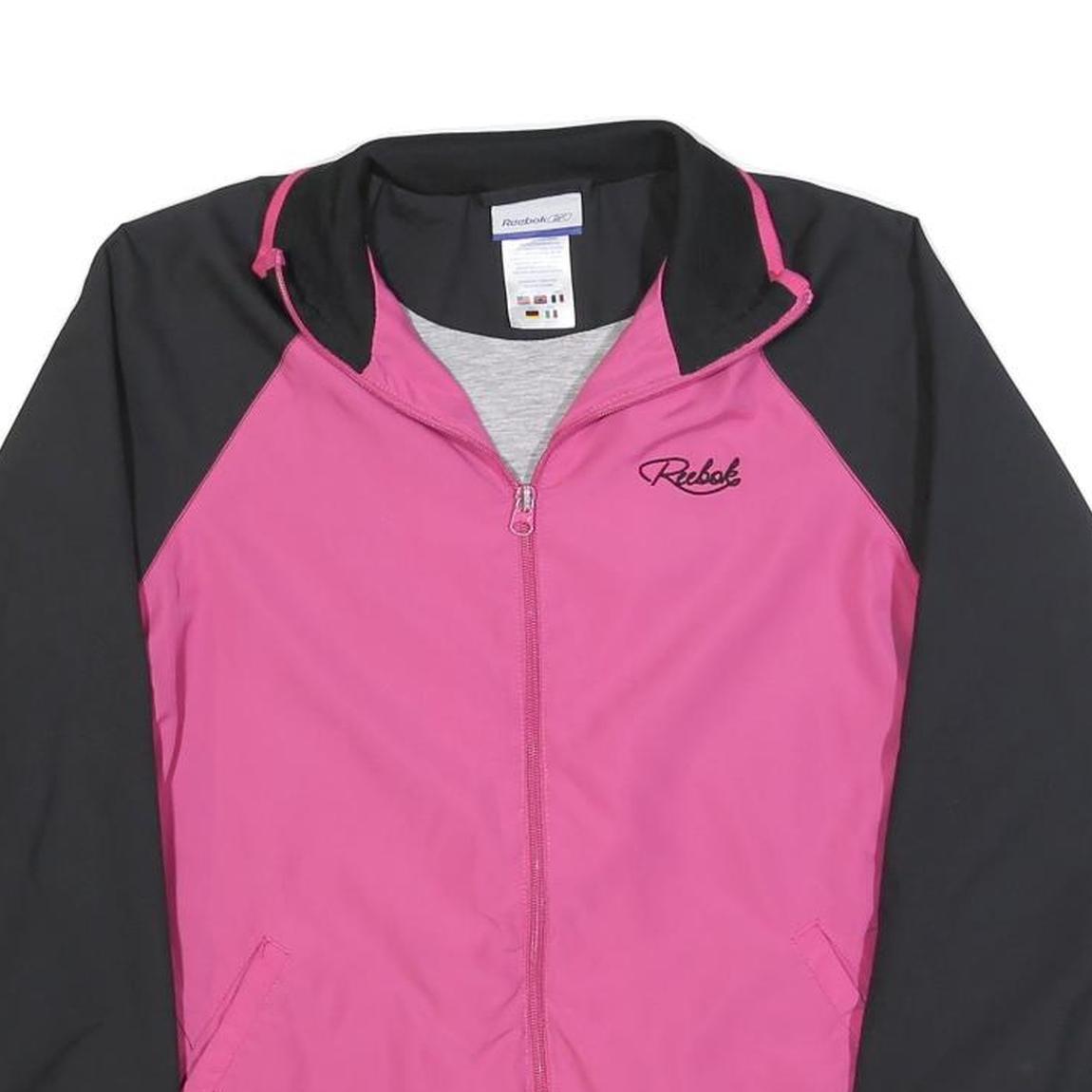 REEBOK Womens Pink & Black Jacket Polyester Blend Zip UK 10 Casual Sportswear