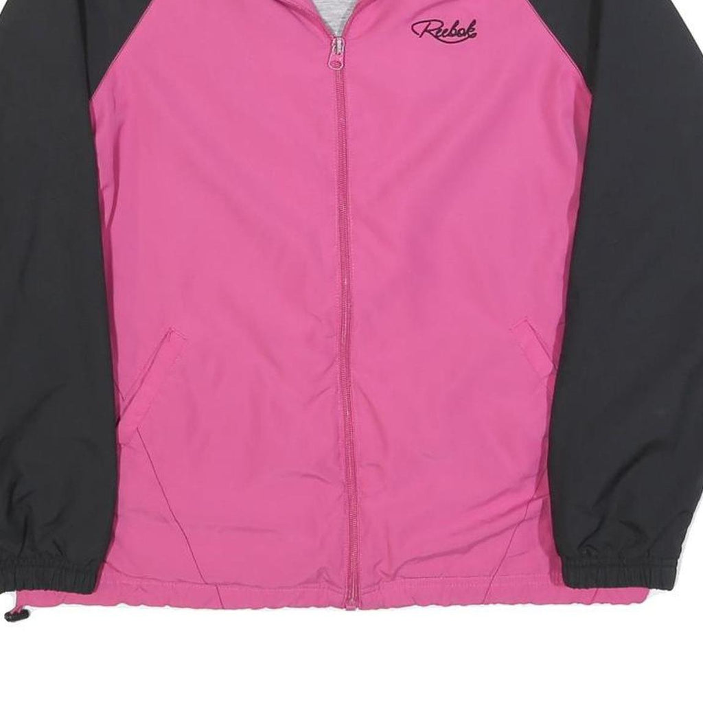 REEBOK Womens Pink & Black Jacket Polyester Blend Zip UK 10 Casual Sportswear