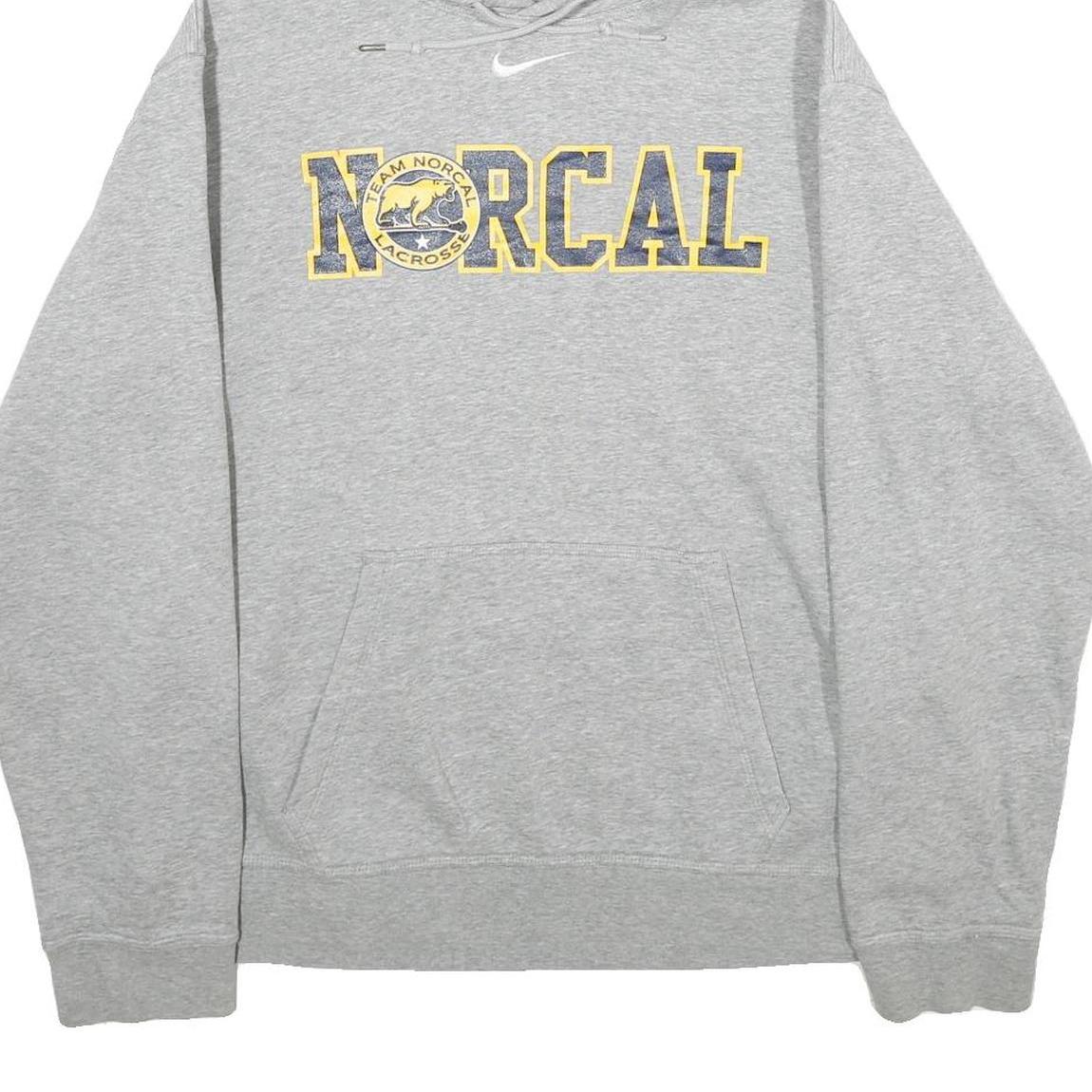 NIKE Mens Grey Norcal Graphic Pullover Hoodie M Cotton Blend Casual Sweatshirt