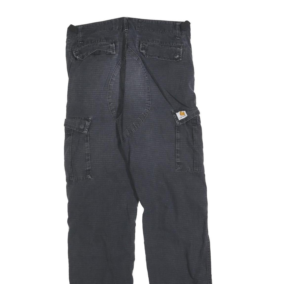 CARHARTT Mens Regular Fit Black Cotton Blend Cargo Trousers W30 L32 Workwear