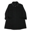 Womens Black Wool Plain Button Jacket L Fur Trim Classic Fit Elegant