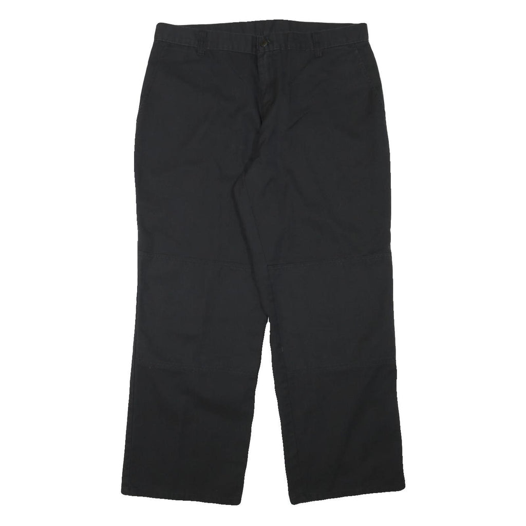 DICKIES Mens Cotton Blend Black Regular Straight Trousers W35 L28 Workwear Zip