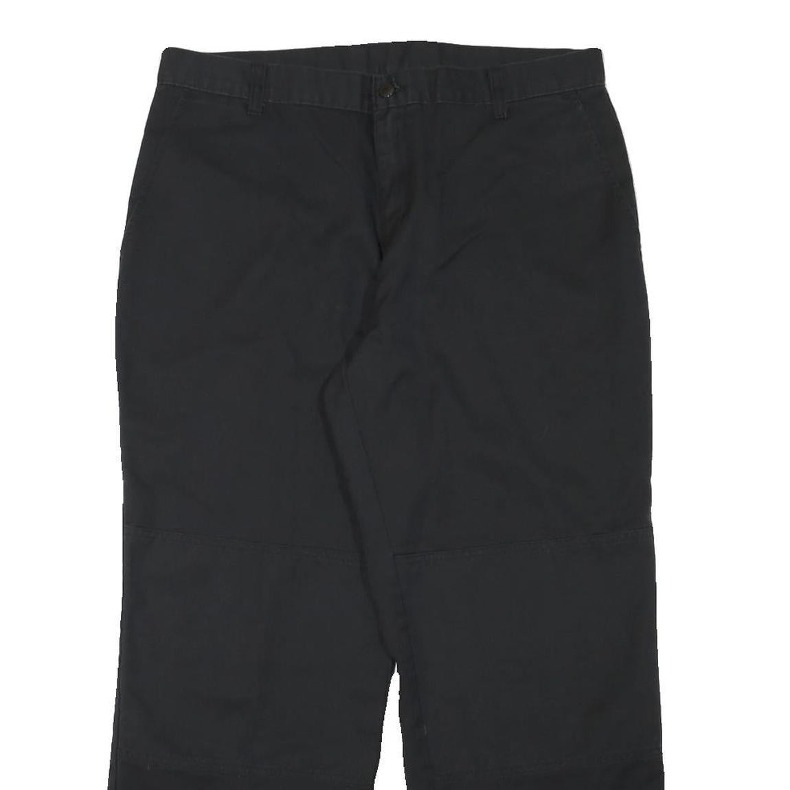 DICKIES Mens Cotton Blend Black Regular Straight Trousers W35 L28 Workwear Zip