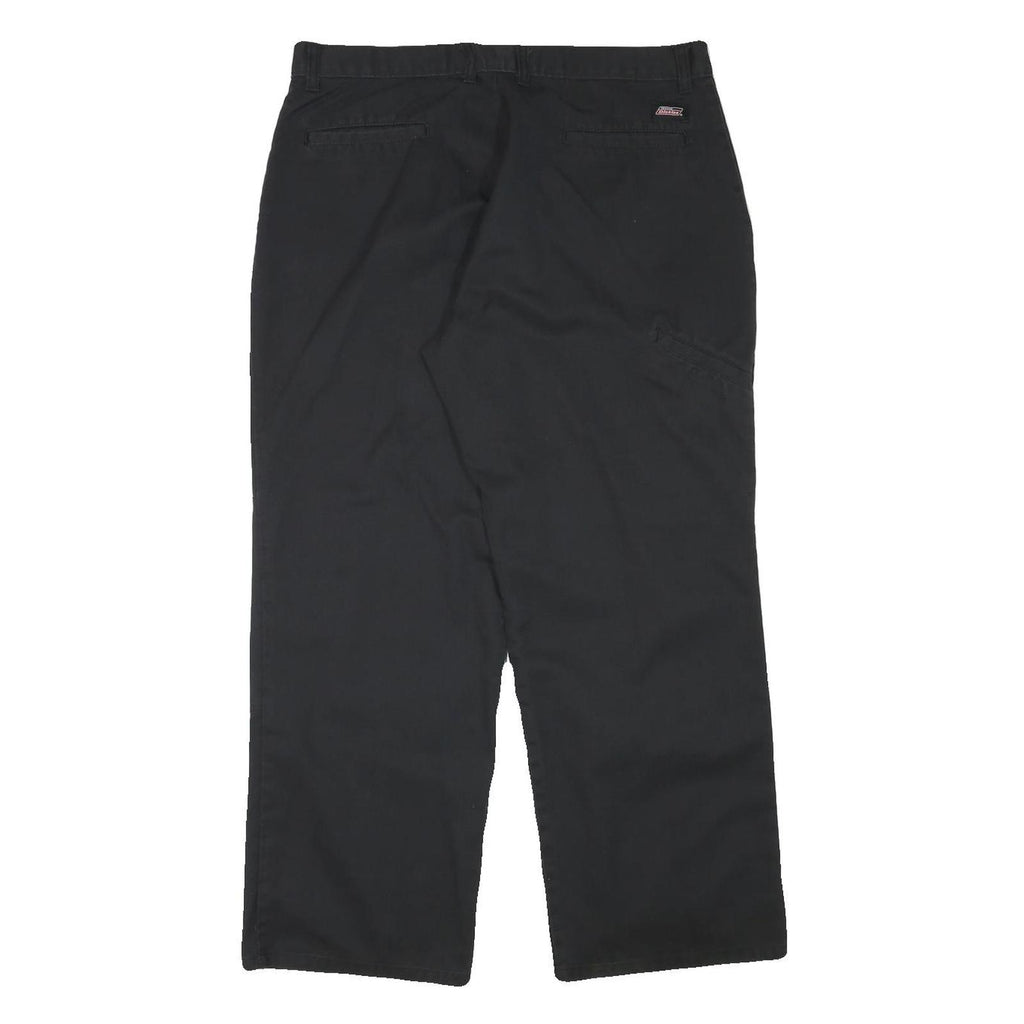 DICKIES Mens Cotton Blend Black Regular Straight Trousers W35 L28 Workwear Zip