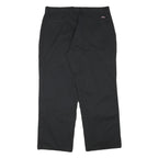 DICKIES Mens Cotton Blend Black Regular Straight Trousers W35 L28 Workwear Zip