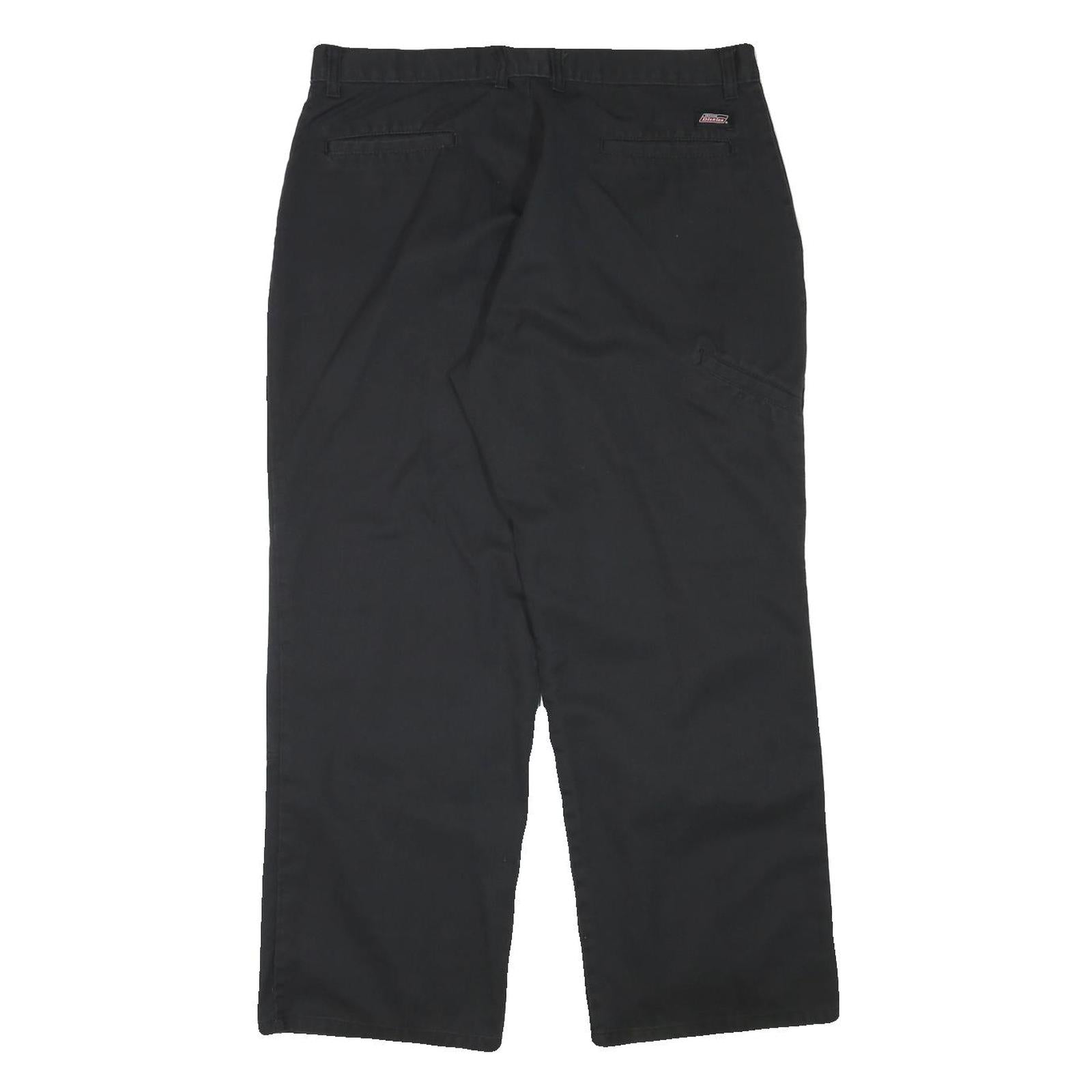 DICKIES Mens Cotton Blend Black Regular Straight Trousers W35 L28 Workwear Zip