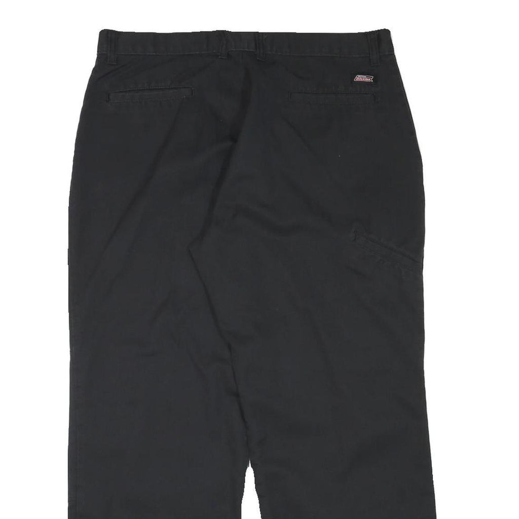 DICKIES Mens Cotton Blend Black Regular Straight Trousers W35 L28 Workwear Zip