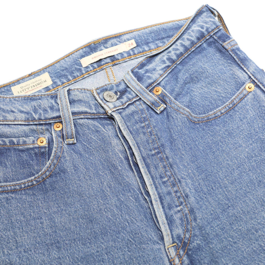 LEVI'S Ribcage Big E Womens Jeans Blue Regular Straight Denim Medium W24 L29