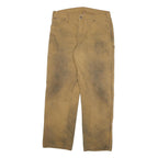 DICKIES Mens Cotton Blend Beige Workwear Regular Leg Trousers W34 L31 Durable