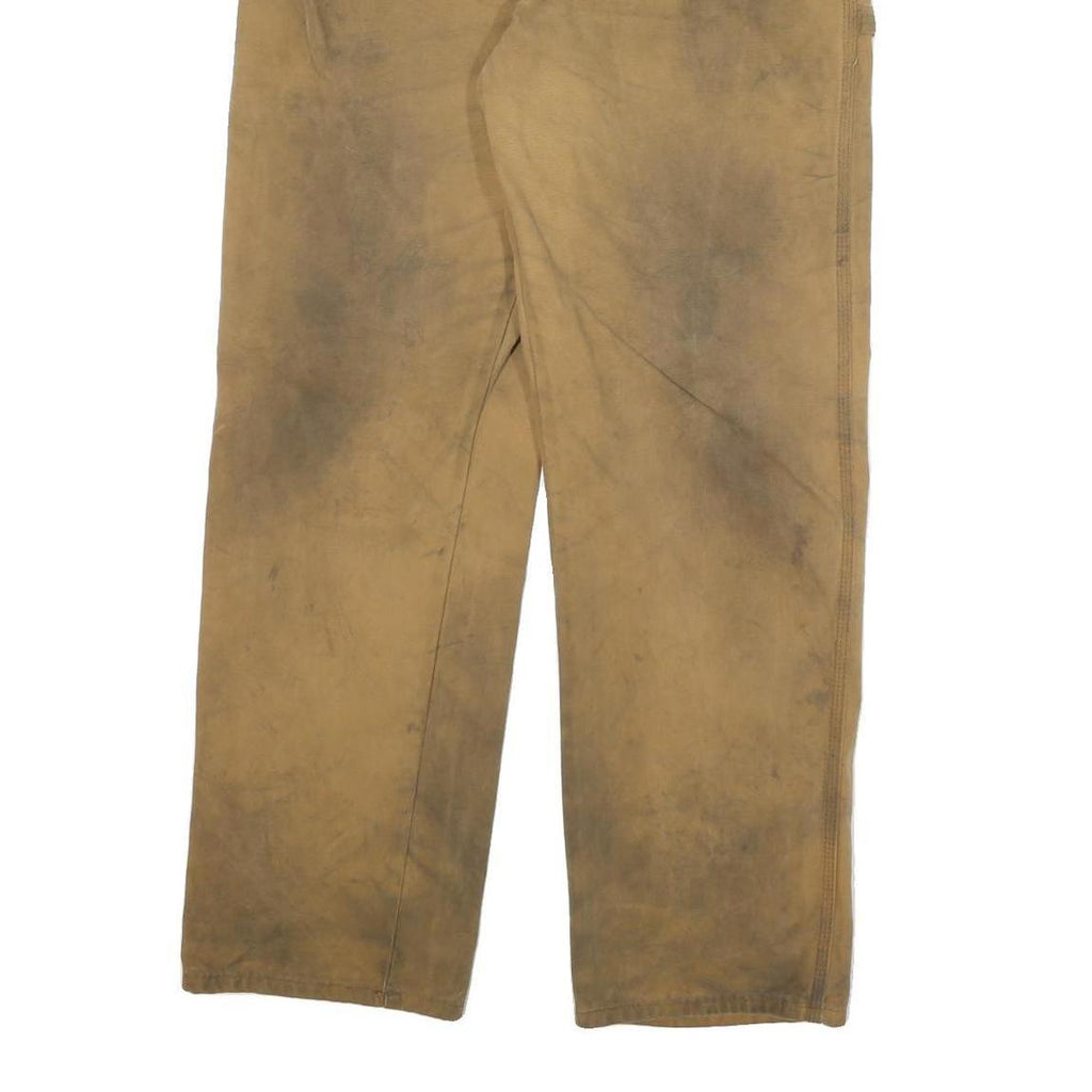 DICKIES Mens Cotton Blend Beige Workwear Regular Leg Trousers W34 L31 Durable