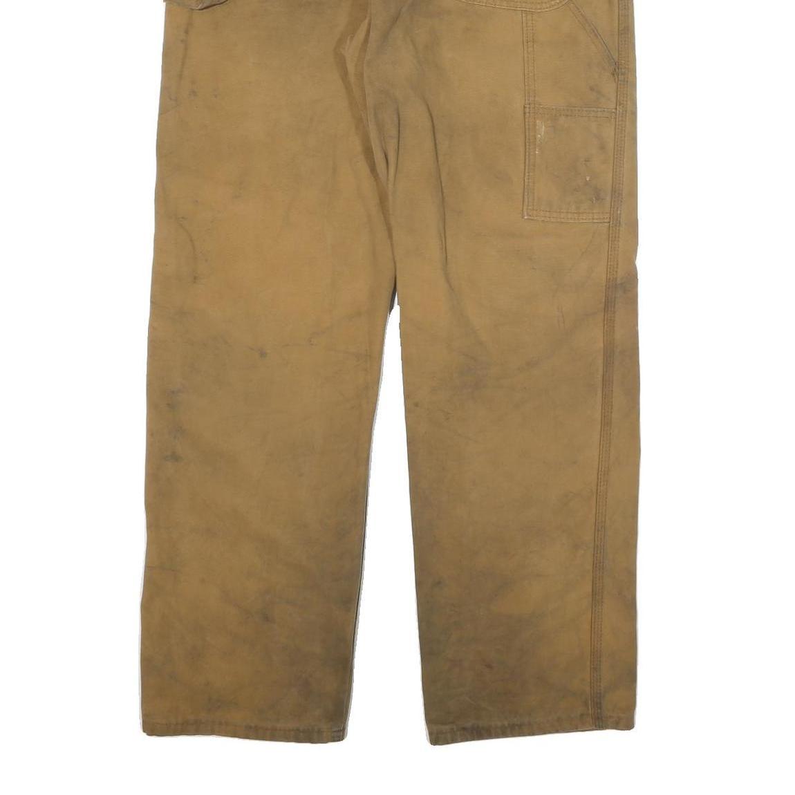 DICKIES Mens Cotton Blend Beige Workwear Regular Leg Trousers W34 L31 Durable