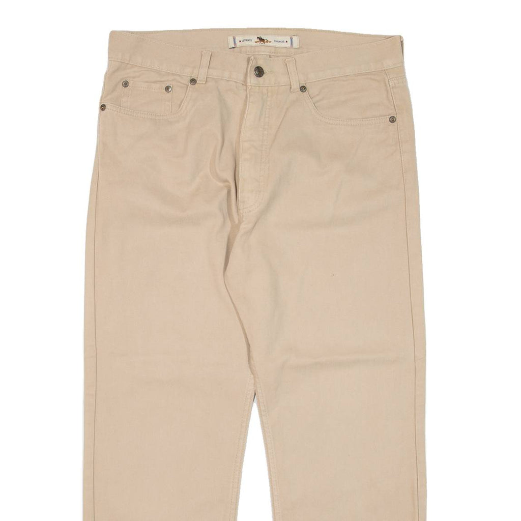GO WEST Mens Trousers Beige Regular Straight W34 L27