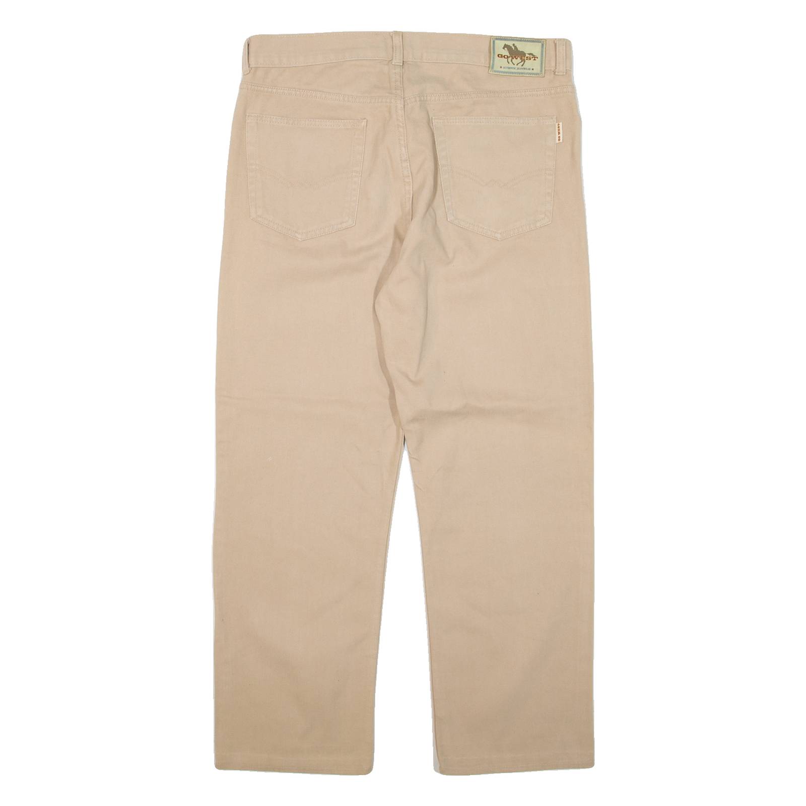 GO WEST Mens Trousers Beige Regular Straight W34 L27