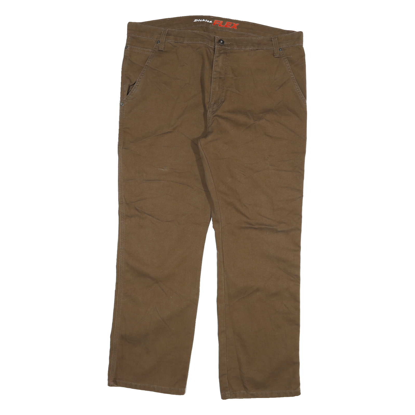 DICKIES Mens Relaxed Brown Jeans Denim W38 L28 Workwear Straight Cotton Blend