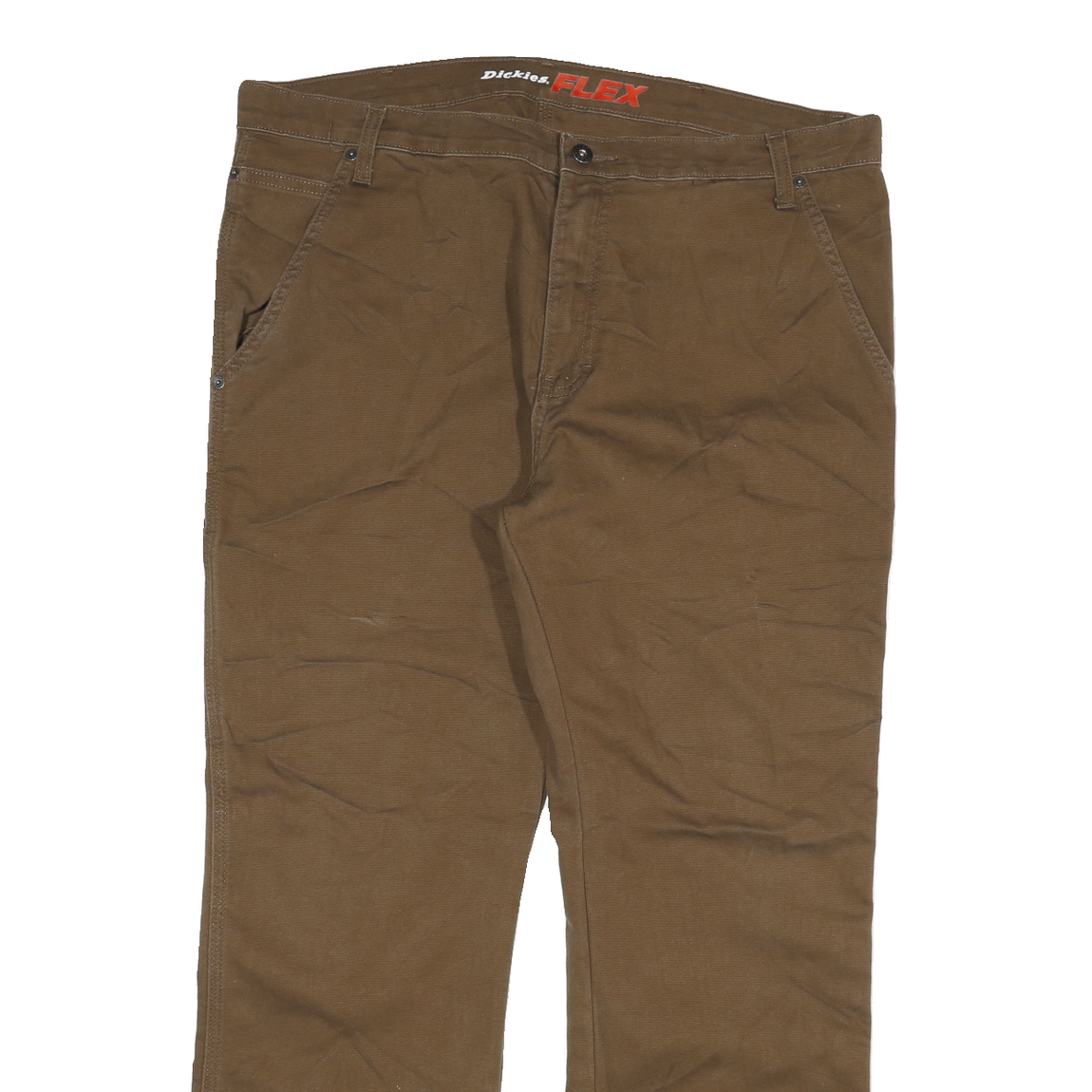 DICKIES Mens Relaxed Brown Jeans Denim W38 L28 Workwear Straight Cotton Blend