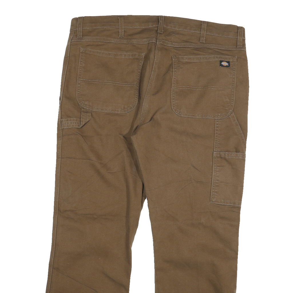 DICKIES Mens Relaxed Brown Jeans Denim W38 L28 Workwear Straight Cotton Blend