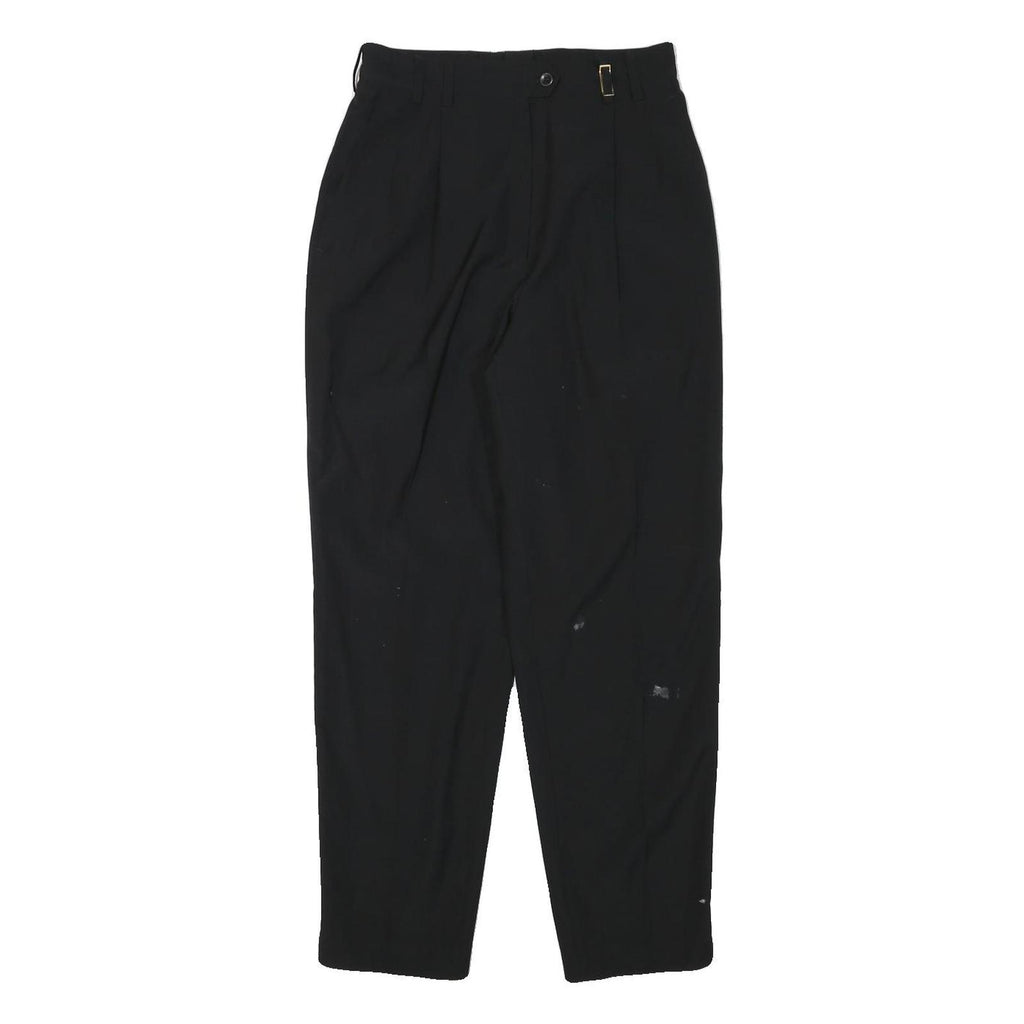 ZERRES Womens Wool Blend Black Relaxed Tapered Trousers W26 L28 Classic Style