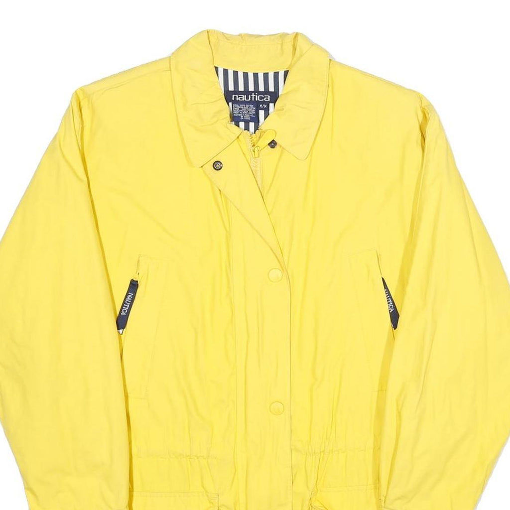 NAUTICA Womens Yellow Cotton Zip Jacket M Plain Casual Lightweight Outerwear