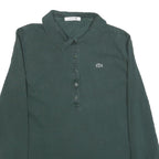 LACOSTE Womens Green Long Sleeve Plain S Logo Cotton Polo Shirt