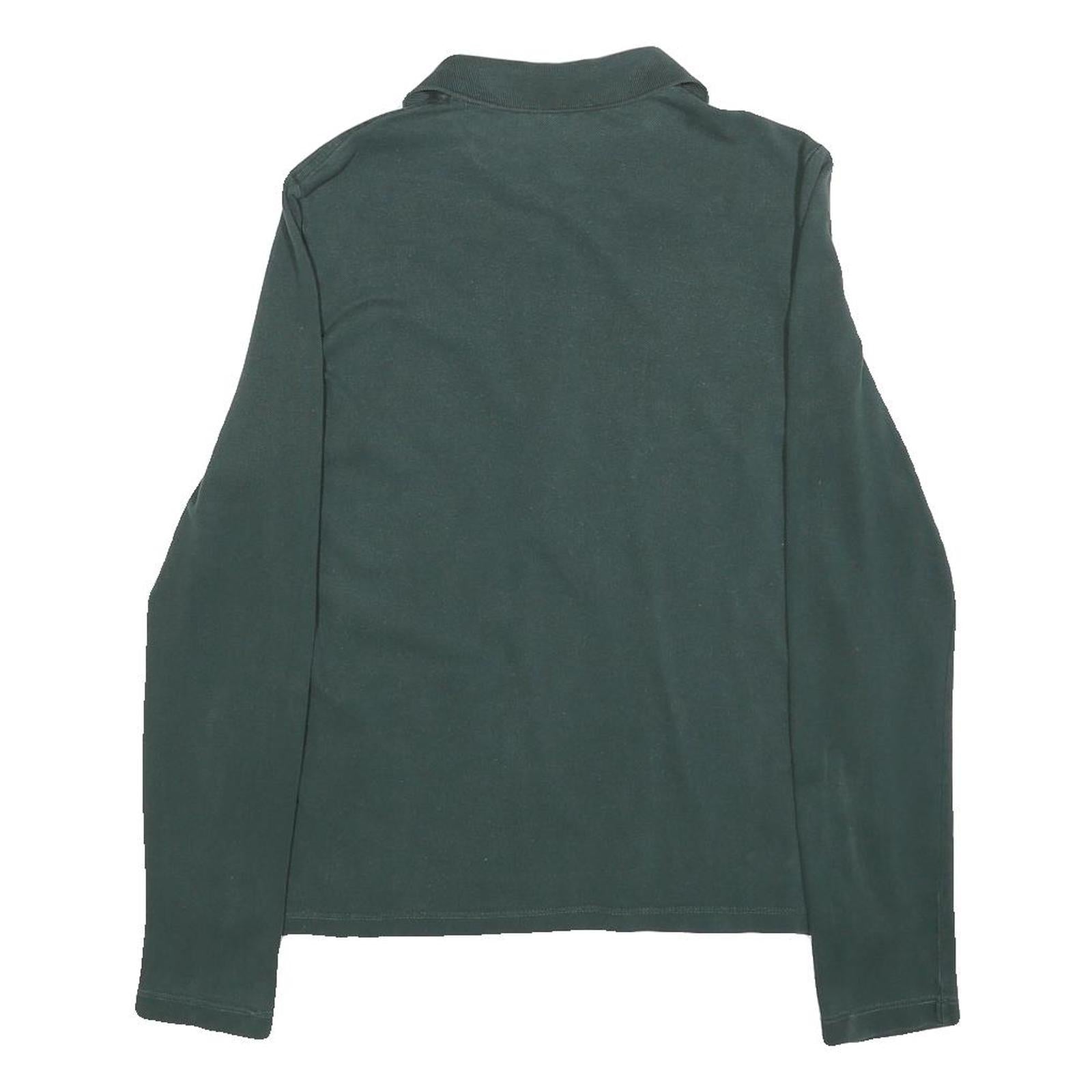 LACOSTE Womens Green Long Sleeve Plain S Logo Cotton Polo Shirt