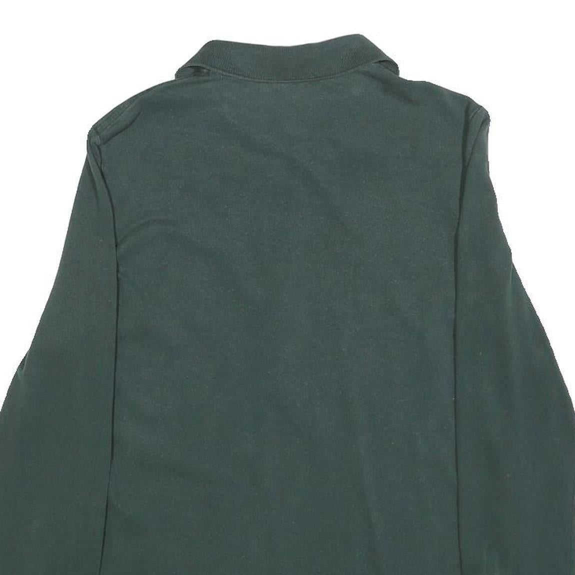 LACOSTE Womens Green Long Sleeve Plain S Logo Cotton Polo Shirt
