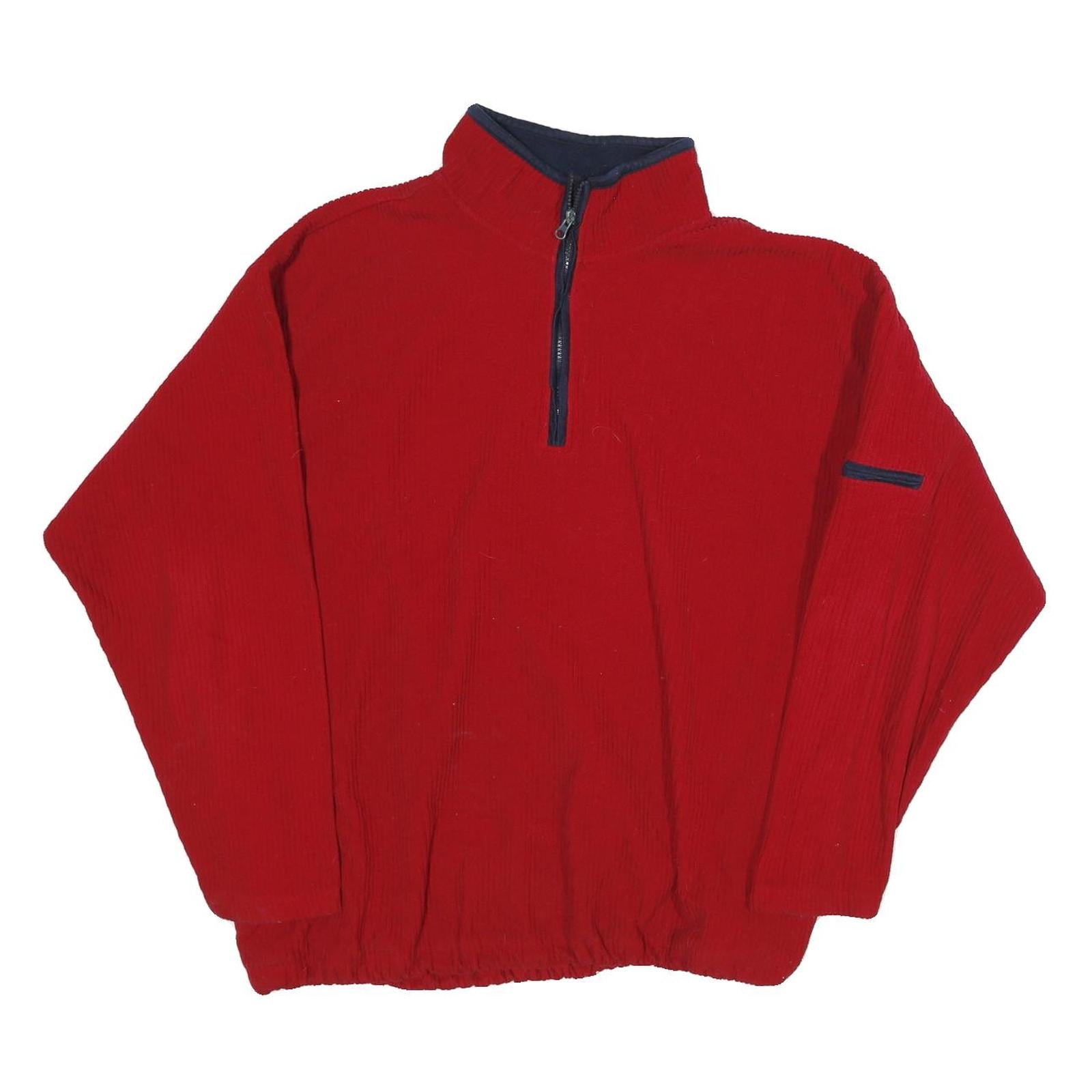 FADED GLORY Mens Red Plain Pullover Jumper Half Zip XL Polyester Casual
