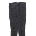 LEVI'S Womens Slim Black Denim Skinny Jeans W29 L26 Distressed Cotton Blend Zip