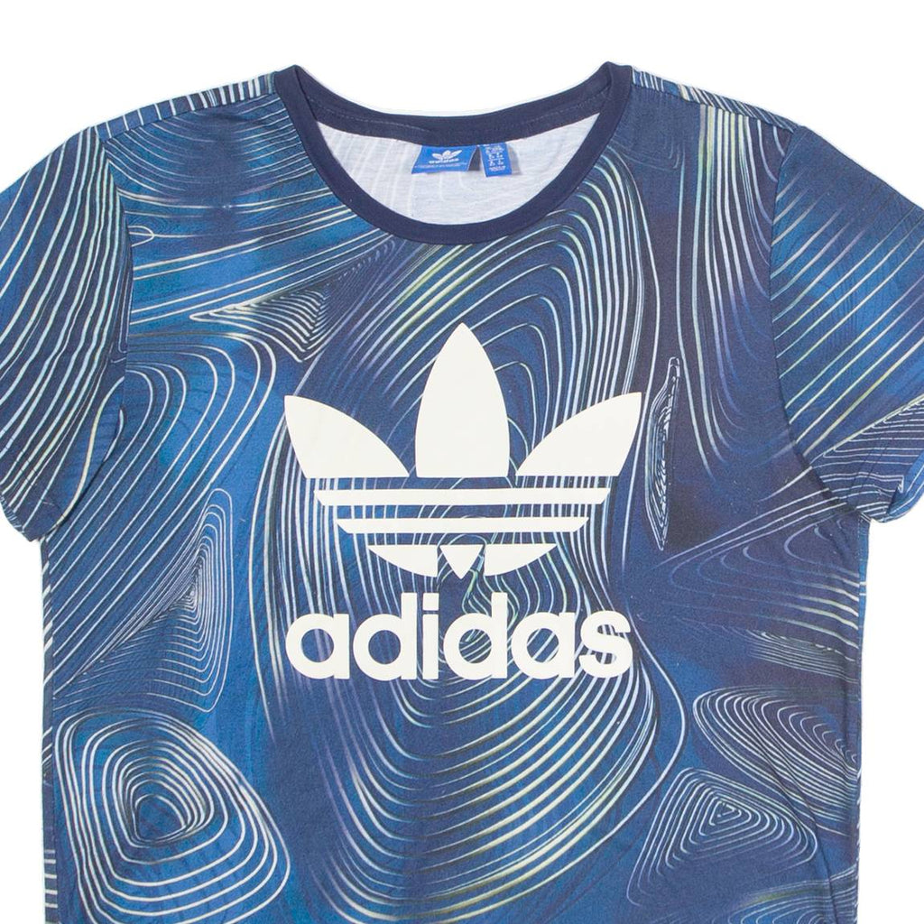 ADIDAS Womens T-Shirt Blue UK 6