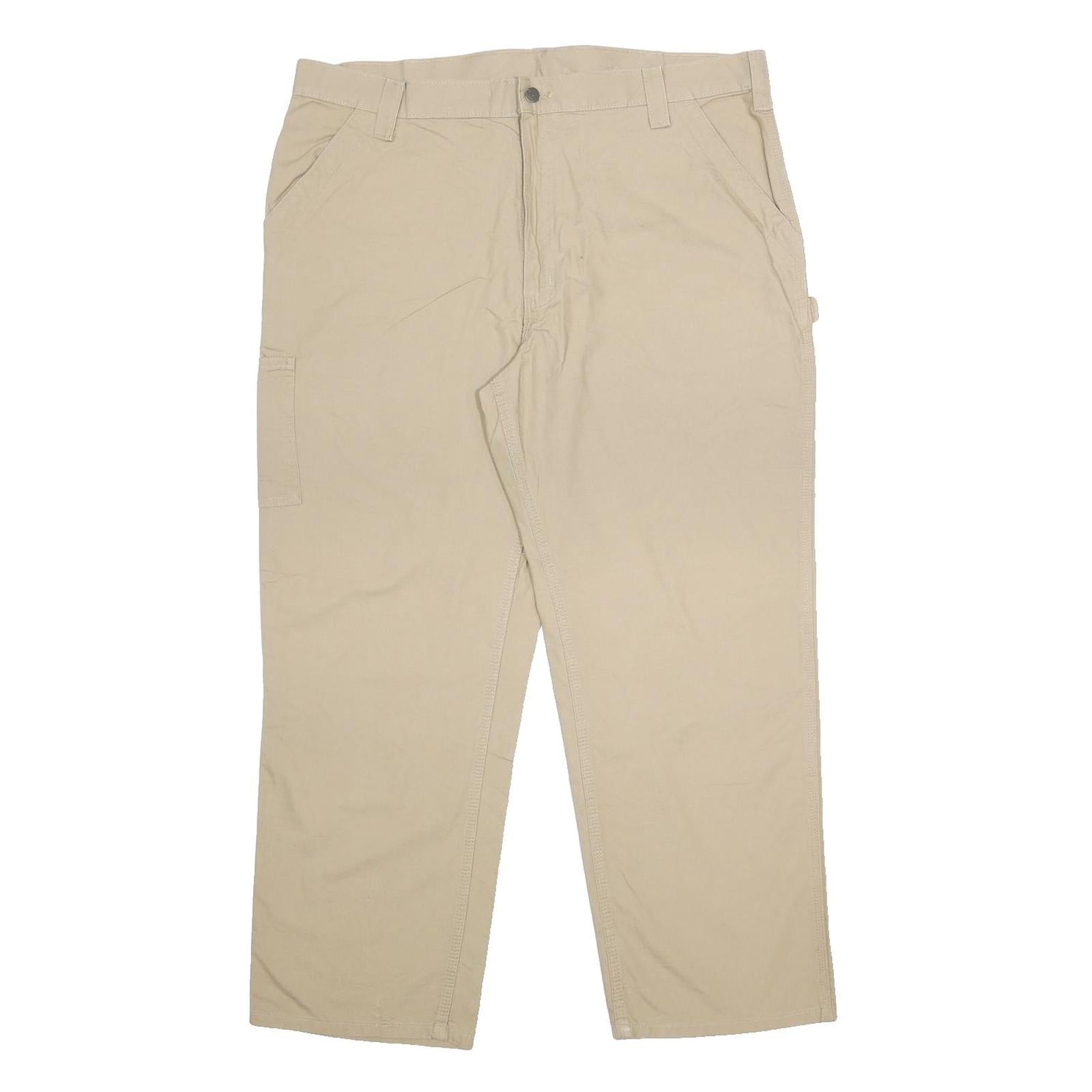 CARHARTT Mens Cotton Beige Relaxed Fit Straight Trousers W42 L30 Workwear