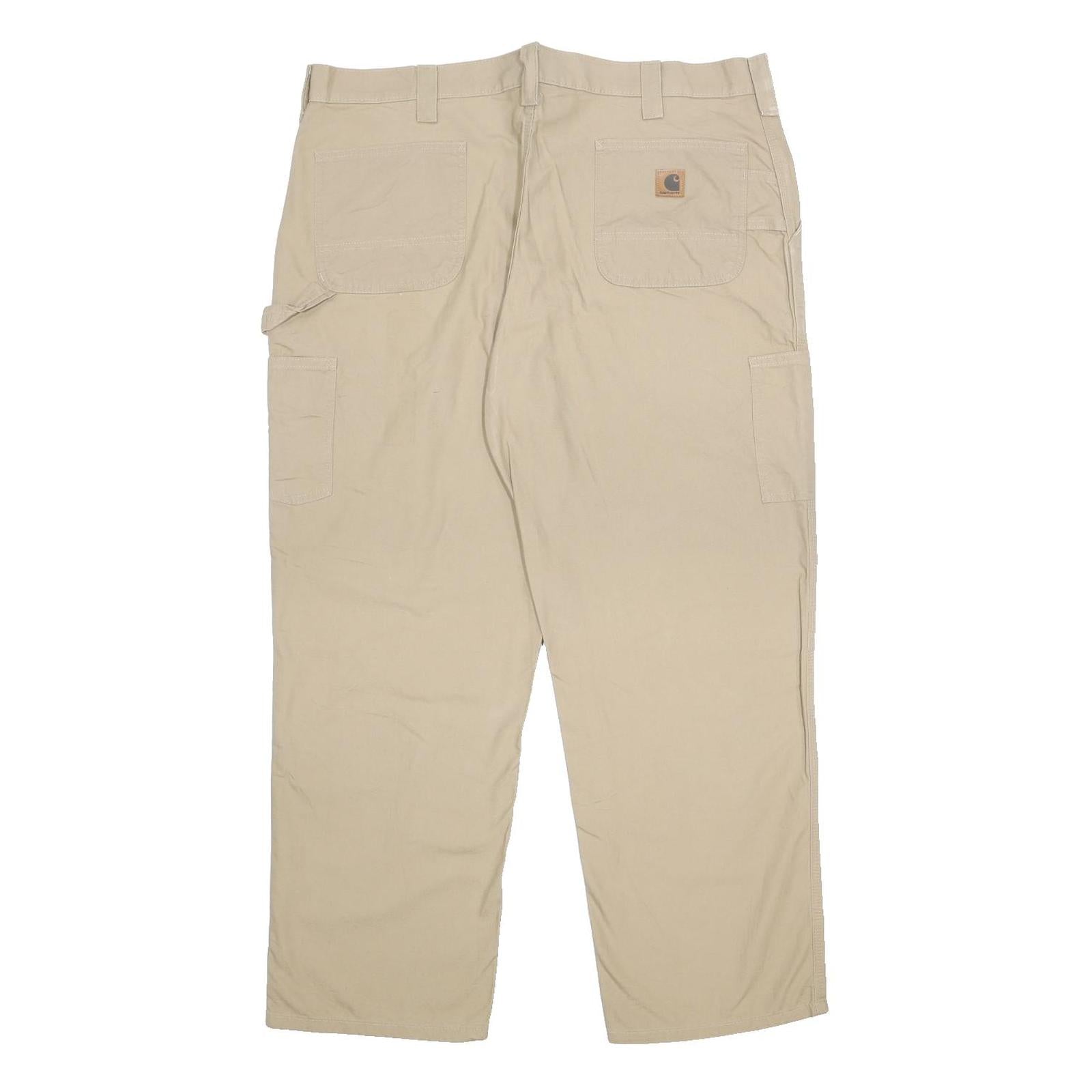 CARHARTT Mens Cotton Beige Relaxed Fit Straight Trousers W42 L30 Workwear